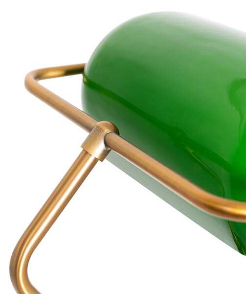 Klasická stojací lampa notáře bronzová se zeleným sklem - Banker