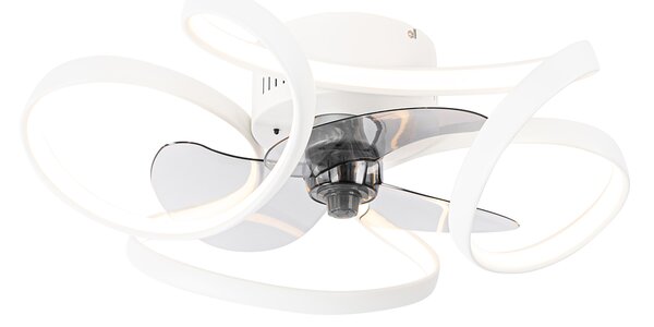 Stropní ventilátor bílý 55 cm vč. LED stmívatelný s dálkovým ovládáním - Mandy