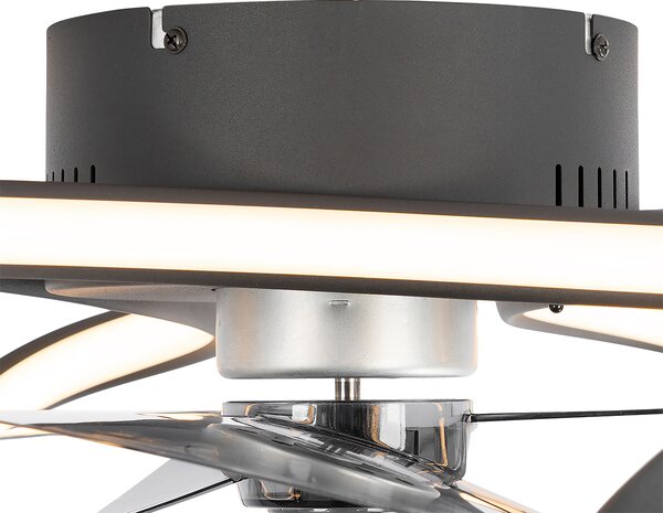 Stropní ventilátor černý 55 cm vč. LED stmívatelný s dálkovým ovládáním - Mandy