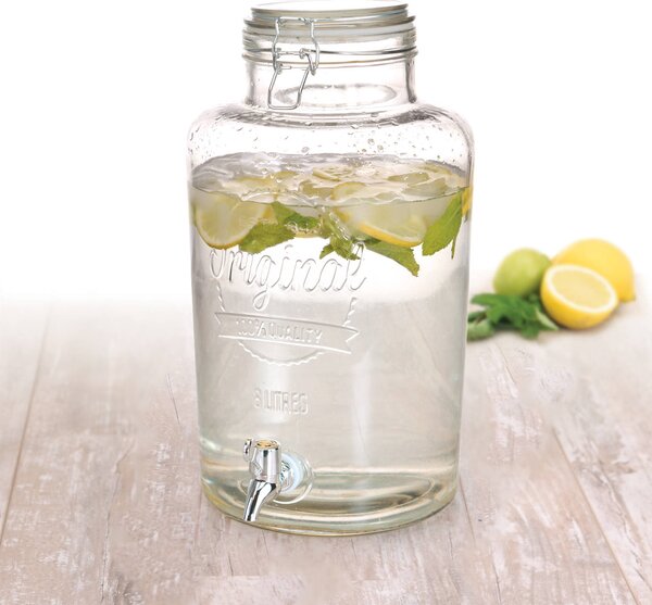 Skleněná nádoba s kohoutkem na limonádu, 8 L