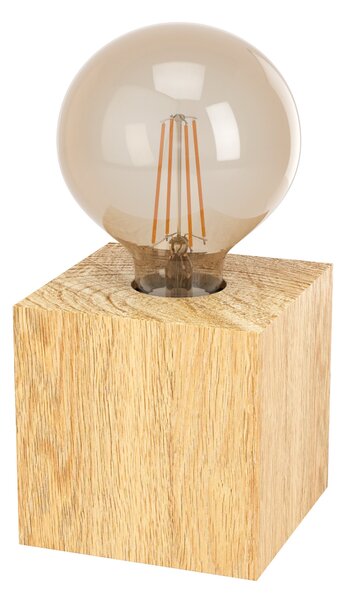 Eglo 43733 PRESTWICK 2 - Stolní dřevěná lampička, 1 x E27, 9,5 x 9,5cm (Dřevěná vintage lampička s vypínačem na kabelu)