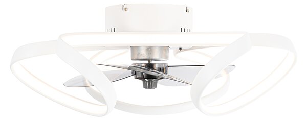Stropní ventilátor bílý 55 cm vč. LED stmívatelný s dálkovým ovládáním - Mandy