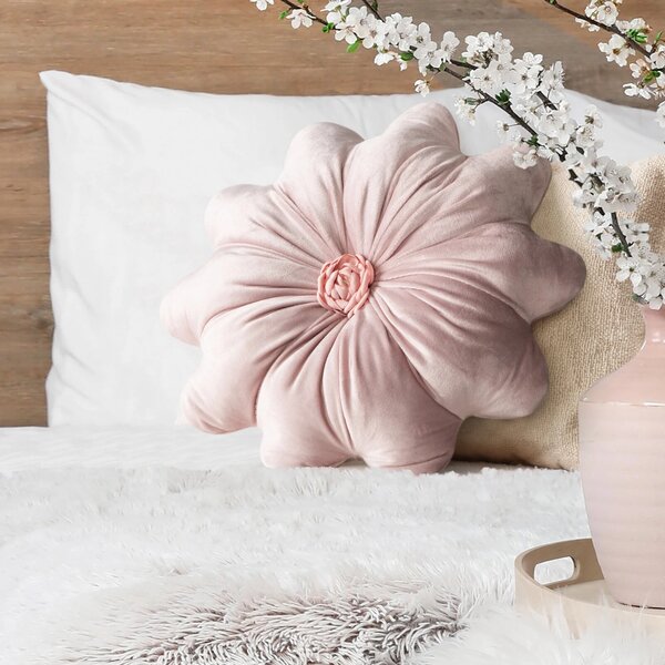 DEKORAČNÍ POLŠTÁŘ FLORES 5 Ø40 CM PUDROVÁ