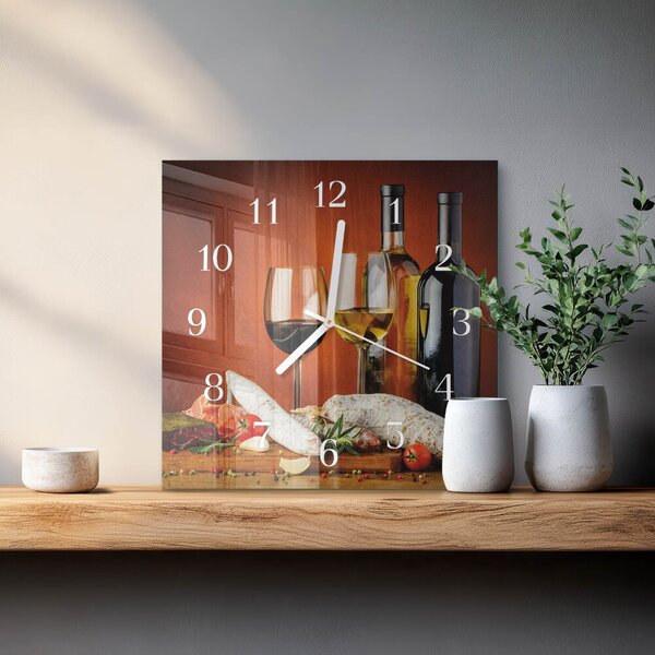 Skleněné hodiny Víno zskb-30x30-00087592