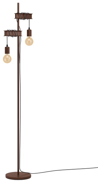 Eglo 43526 TOWNSHEND 4 - Stojací retro lampa v hnědé barvě 2 x E27, výška 169cm (Retro železná stojací lampa s vypínačem na kabelu)
