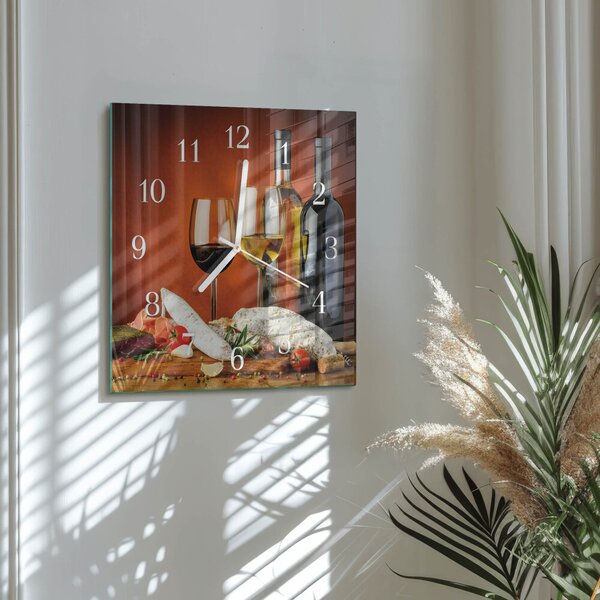 Skleněné hodiny Víno zskb-30x30-00087592