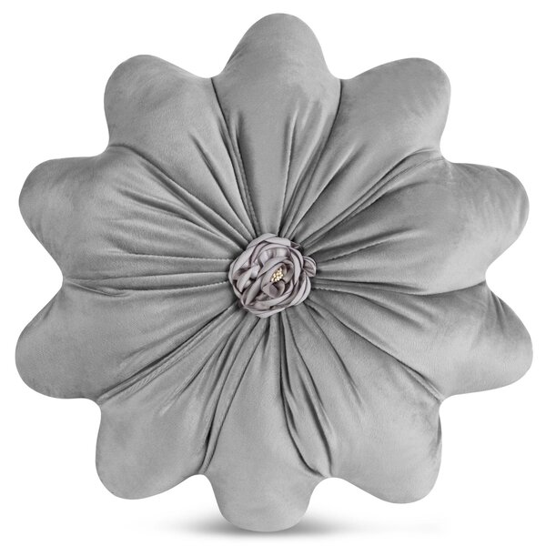 DEKORAČNÍ POLŠTÁŘ FLORES 5 Ø40 CM STŘÍBRNÁ