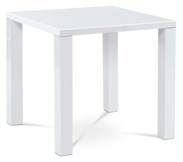 Jídelní stůl VILM – 80x80x76 cm, vysoký lesk bílý