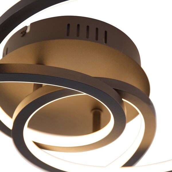 Stropní lampa černá 45 cm vč. LED 3-stupňový stmívač - Rowin
