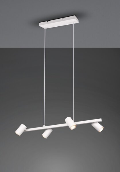 Trio Leuchten 302400431 MARLEY white -Závěsný bodový lustr nad stůl v bílé barvě, 4 x GU10, 80cm