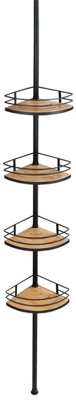 Teleskopická sprchová police DOLCEDO, z bambusu a nerezové oceli, 31 x 65-275 x 23 cm, černá, Wenko