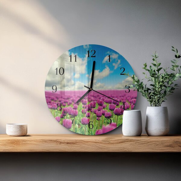 Skleněné nástěnné hodiny Tulipány zsoc-fi30-00176757