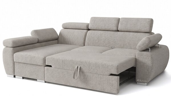 Sedací souprava BASTON | 170x255 cm | rozkládací + úložný prostor + OČALOUNĚNÝ ROZKLAD | aragon 80 šedá | FUNKČNÍ TKANINA