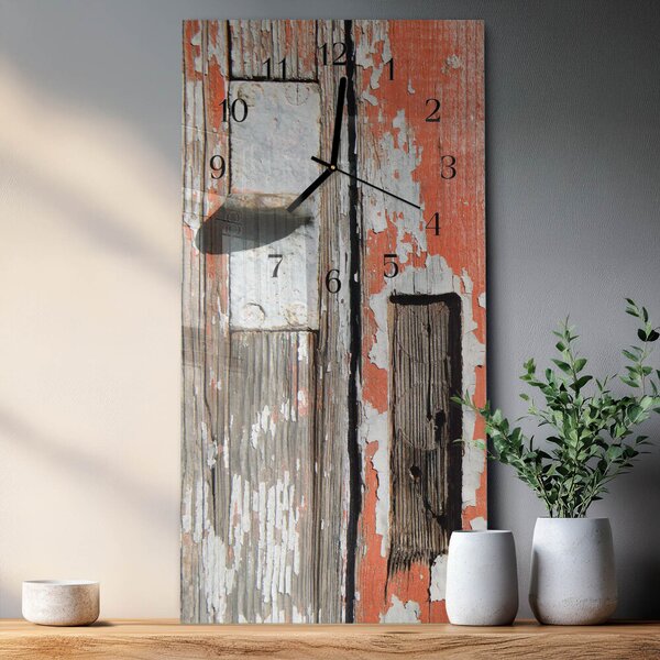 Skleněné hodiny vertikální Dřevěné dveře zsppc-30x60-00183292