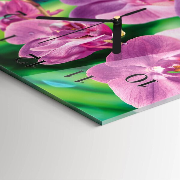 Skleněné hodiny vertikální Orchideje zsppc-30x60-00180313