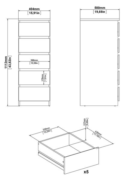 Komoda v dekoru dubu v přírodní barvě 40x111x50 cm Naia – Tvilum