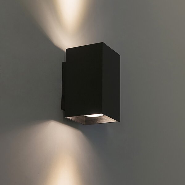 Sada 2 moderních nástěnných lamp černých čtvercových 2-světlo - Sandy