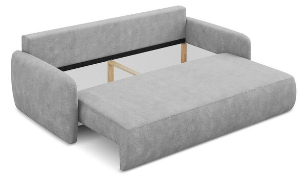 Světle šedá žinylková rozkládací/s úložným prostorem pohovka 218 cm Lilo – Makamii