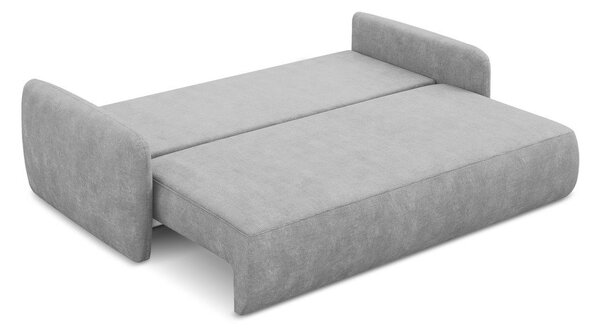 Světle šedá žinylková rozkládací/s úložným prostorem pohovka 218 cm Lilo – Makamii
