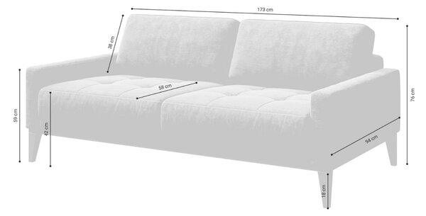 Mesonica Sametová pohovka Musso Tufted 173 cm