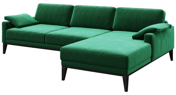 Zelená sametová rohová pohovka MESONICA Musso, pravá, 248 cm