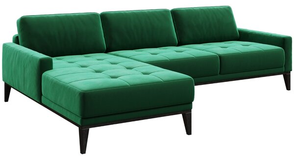 Zelená sametová rohová pohovka MESONICA Musso Tufted, levá, 248 cm