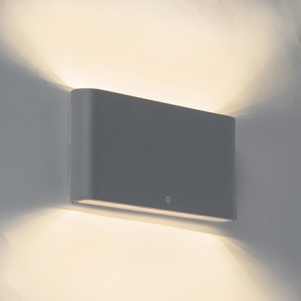 Sada 2 venkovních nástěnných svítidel tmavě šedá 17,5 cm vč. LED - Batt