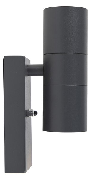 Sada 2 venkovních nástěnných lamp tmavě šedých 2-světlo senzor soumraku - Duo