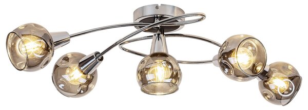 Rabalux 5349 přisazené stropní svítidlo Tamara 5x40W | E14 - chrom, kouřové sklo