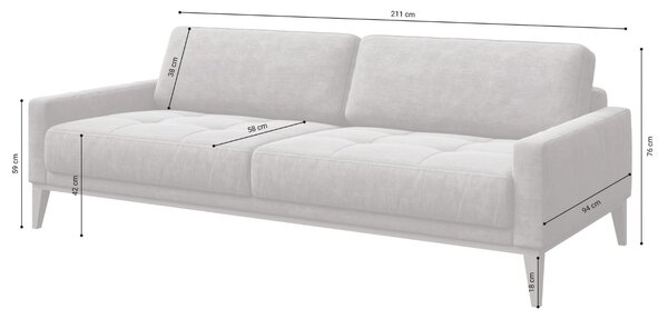 Zelená trojmístná sametová pohovka MESONICA Musso Tufted 211 cm