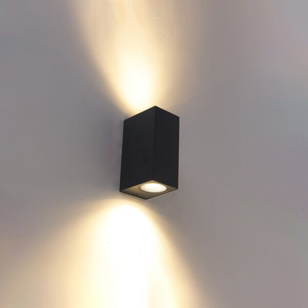 Sada 2 moderních nástěnných lamp černých 2-světlo IP44 - Baleno