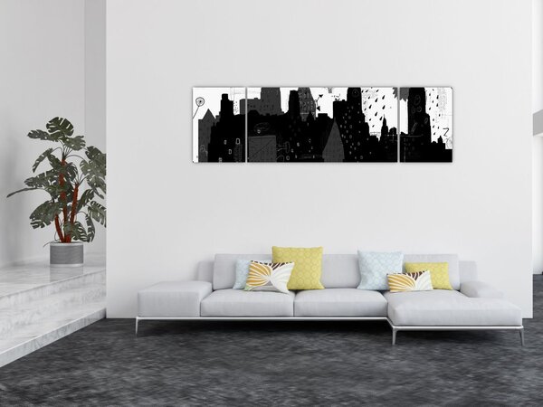 Obraz - Město s nápisy a vzory (170x50 cm)