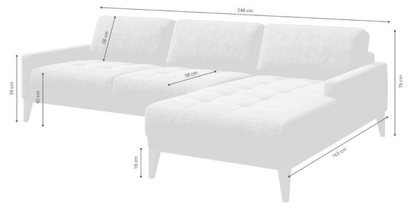 Zelená sametová rohová pohovka MESONICA Musso Tufted, levá, 248 cm