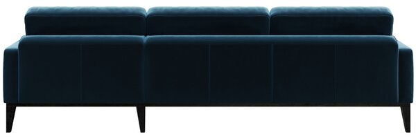 Modrá sametová rohová pohovka MESONICA Musso Tufted, pravá, 248 cm
