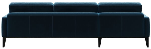 Modrá sametová rohová pohovka MESONICA Musso Tufted, levá, 248 cm