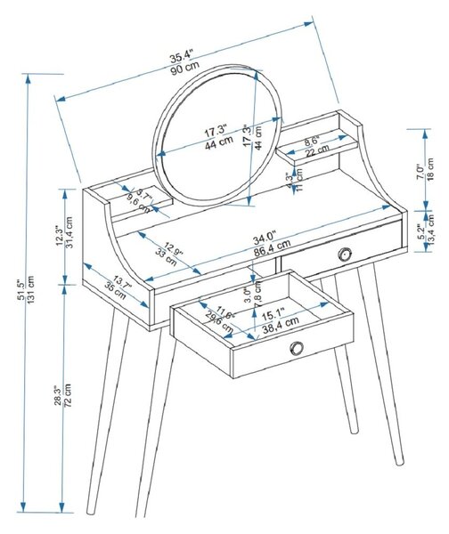 Kalune Design Designový toaletní stolek Melinda bílý