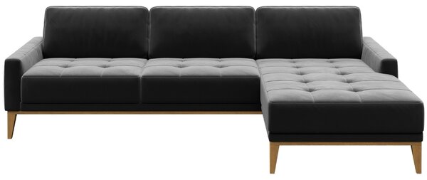 Tmavě šedá sametová rohová pohovka MESONICA Musso Tufted, pravá, 248 cm