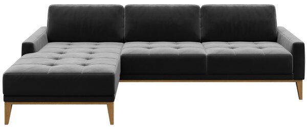 Tmavě šedá sametová rohová pohovka MESONICA Musso Tufted, levá, 248 cm