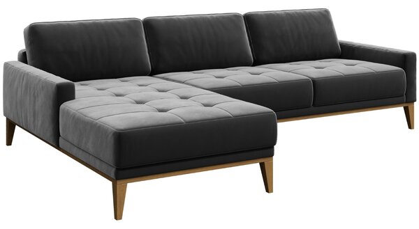 Tmavě šedá sametová rohová pohovka MESONICA Musso Tufted, levá, 248 cm