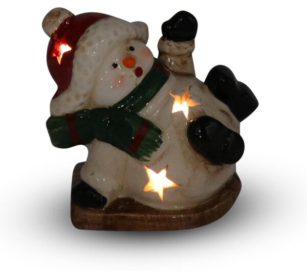 LED svícen Malý sněhulák 6 cm