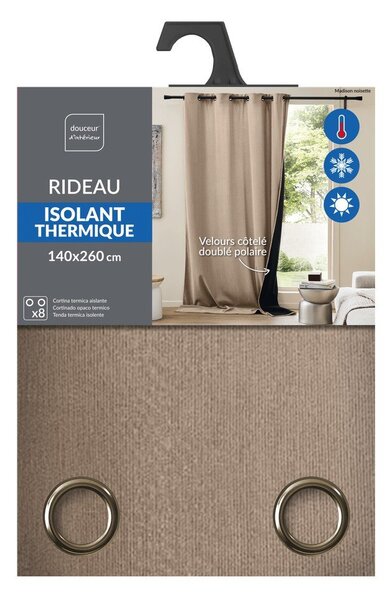 Hnědý manšestrový termo závěs 140x260 cm Madison – douceur d'intérieur