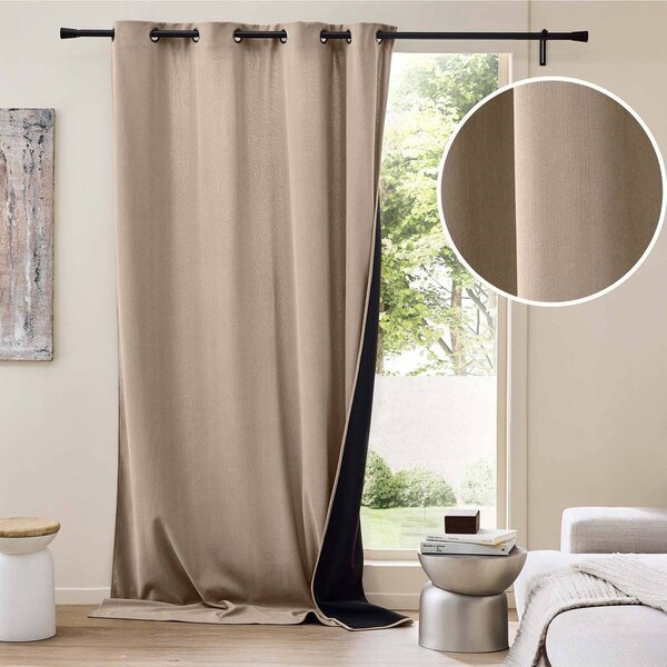 Hnědý manšestrový termo závěs 140x260 cm Madison – douceur d'intérieur