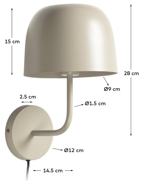 Béžové kovové nástěnné světlo Kave Home Alish 35 cm