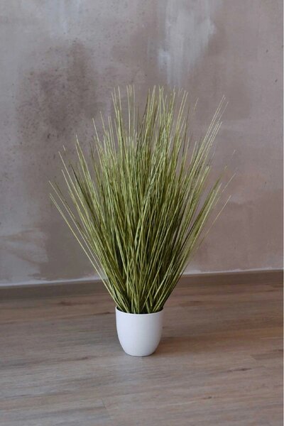 Umělá tráva v květináči JUNCO, plast, výška 80 cm, zelená