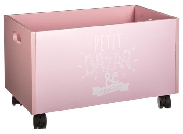 Úložný box na hračky PETIT BAZAR, 48 x 30 x 28 cm, na kolečkách, růžový