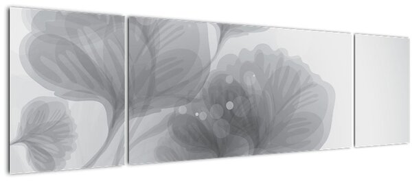 Obraz květin v šedých odstínech (170x50 cm)