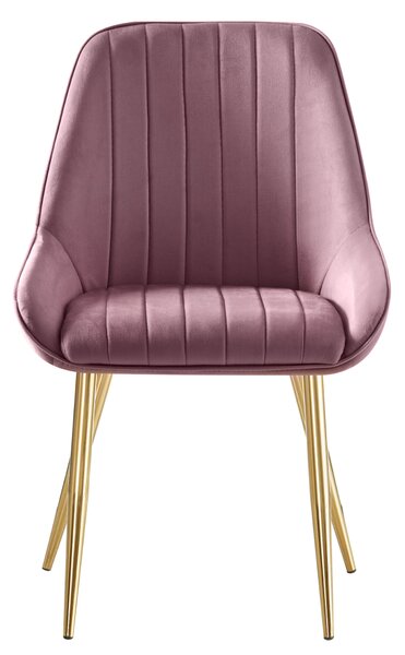 KONDELA Jídelní židle, růžová Velvet látka/gold chrom-zlatý, PERLIA