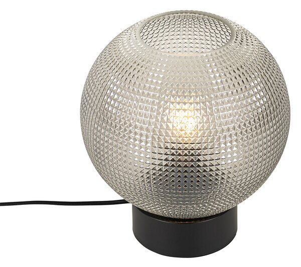 Designová stolní lampa černá s kouřovým sklem - Chico