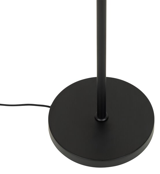 Designová stojací lampa černá se zlatem a kouřovým sklem - Kyan