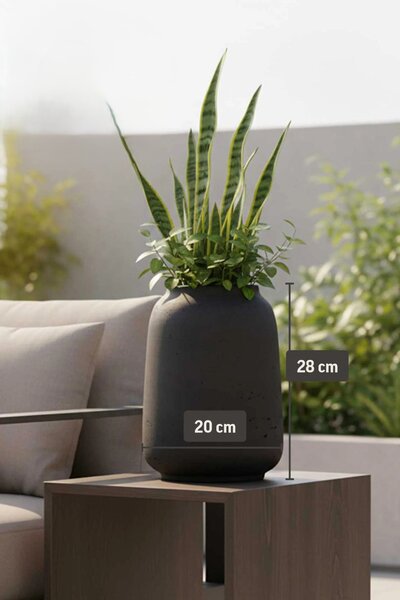 Stolní váza MONTI, sklolaminát, výška 28 cm, antracit